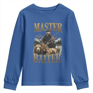 Hunting Lovers Dad Gift Youth Sweatshirt Master Baiter TS12 Royal Blue Print Your Wear