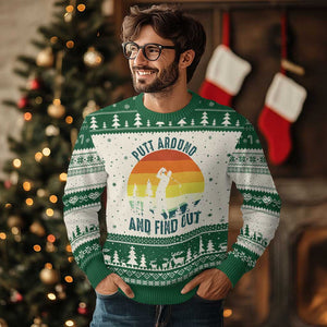 Putt Around And Find Out Ugly Christmas Sweater Funny Golf Player Gift TS12 Beige Green Print Your Wear