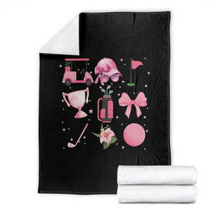 Womens Golf Lover Throw Blanket Cute Pink Bow Golf Sports Gift TS12 Black Print Your Wear