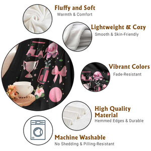 Womens Golf Lover Throw Blanket Cute Pink Bow Golf Sports Gift TS12 Print Your Wear