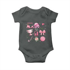 Womens Golf Lover Baby Onesie Cute Pink Bow Golf Sports Gift TS12 Dark Heather Print Your Wear