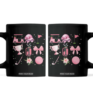 Womens Golf Lover Coffee Mug Cute Pink Bow Golf Sports Gift TS12 Black Print Your Wear
