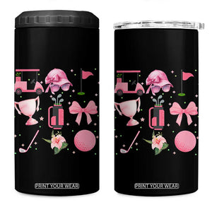 Womens Golf Lover 4 in 1 Can Cooler Tumbler Cute Pink Bow Golf Sports Gift TS12 One Size: 16 oz Black Print Your Wear