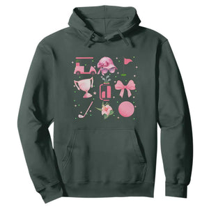 Womens Golf Lover Hoodie Cute Pink Bow Golf Sports Gift TS12 Dark Forest Green Print Your Wear