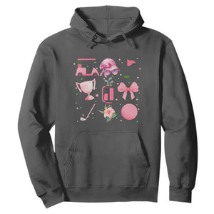 Womens Golf Lover Hoodie Cute Pink Bow Golf Sports Gift TS12 Dark Heather Print Your Wear