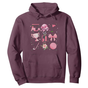 Womens Golf Lover Hoodie Cute Pink Bow Golf Sports Gift TS12 Maroon Print Your Wear