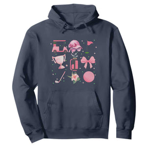 Womens Golf Lover Hoodie Cute Pink Bow Golf Sports Gift TS12 Navy Print Your Wear