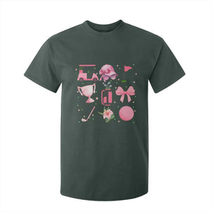 Womens Golf Lover T Shirt For Kid Cute Pink Bow Golf Sports Gift TS12 Dark Forest Green Print Your Wear