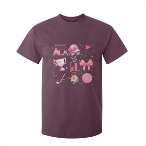 Womens Golf Lover T Shirt For Kid Cute Pink Bow Golf Sports Gift TS12 Maroon Print Your Wear