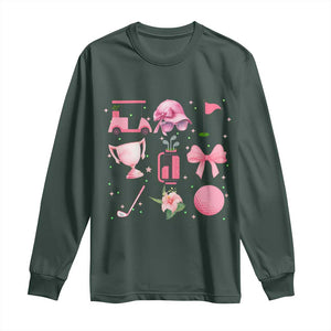 Womens Golf Lover Long Sleeve Shirt Cute Pink Bow Golf Sports Gift TS12 Dark Forest Green Print Your Wear