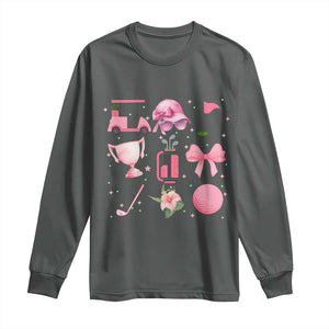 Womens Golf Lover Long Sleeve Shirt Cute Pink Bow Golf Sports Gift TS12 Dark Heather Print Your Wear