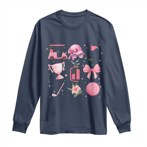 Womens Golf Lover Long Sleeve Shirt Cute Pink Bow Golf Sports Gift TS12 Navy Print Your Wear