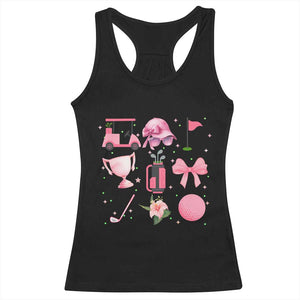 Womens Golf Lover Racerback Tank Top Cute Pink Bow Golf Sports Gift TS12 Black Print Your Wear