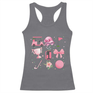 Womens Golf Lover Racerback Tank Top Cute Pink Bow Golf Sports Gift TS12 Charcoal Print Your Wear