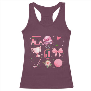 Womens Golf Lover Racerback Tank Top Cute Pink Bow Golf Sports Gift TS12 Maroon Print Your Wear