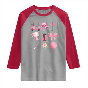 Womens Golf Lover Raglan Shirt Cute Pink Bow Golf Sports Gift TS12 Sport Gray Red Print Your Wear