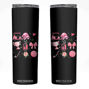 Womens Golf Lover Skinny Tumbler Cute Pink Bow Golf Sports Gift TS12 Black Print Your Wear