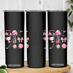 Womens Golf Lover Skinny Tumbler Cute Pink Bow Golf Sports Gift TS12 Print Your Wear