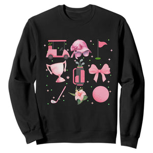 Womens Golf Lover Sweatshirt Cute Pink Bow Golf Sports Gift TS12 Black Print Your Wear