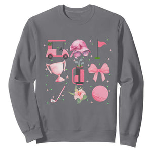 Womens Golf Lover Sweatshirt Cute Pink Bow Golf Sports Gift TS12 Charcoal Print Your Wear