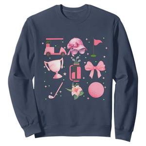 Womens Golf Lover Sweatshirt Cute Pink Bow Golf Sports Gift TS12 Navy Print Your Wear