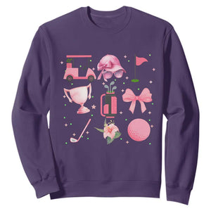 Womens Golf Lover Sweatshirt Cute Pink Bow Golf Sports Gift TS12 Purple Print Your Wear