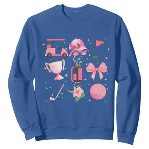 Womens Golf Lover Sweatshirt Cute Pink Bow Golf Sports Gift TS12 Royal Blue Print Your Wear