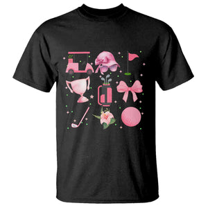 Womens Golf Lover T Shirt Cute Pink Bow Golf Sports Gift TS12 Black Print Your Wear