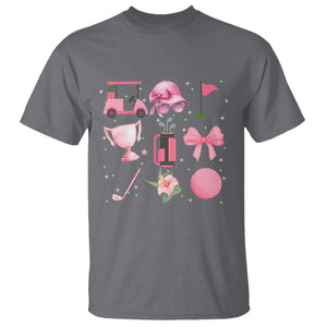 Womens Golf Lover T Shirt Cute Pink Bow Golf Sports Gift TS12 Charcoal Print Your Wear