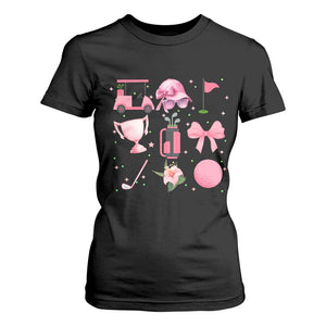 Womens Golf Lover T Shirt For Women Cute Pink Bow Golf Sports Gift TS12 Black Print Your Wear