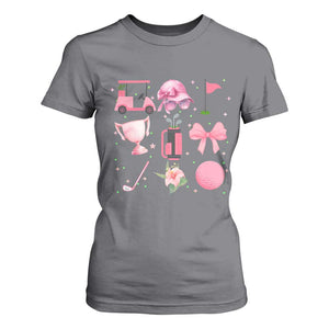 Womens Golf Lover T Shirt For Women Cute Pink Bow Golf Sports Gift TS12 Charcoal Print Your Wear