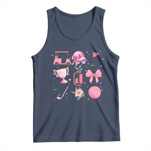 Womens Golf Lover Tank Top Cute Pink Bow Golf Sports Gift TS12 Navy Print Your Wear