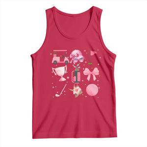 Womens Golf Lover Tank Top Cute Pink Bow Golf Sports Gift TS12 Red Print Your Wear