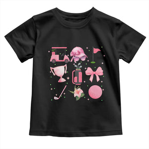 Womens Golf Lover Toddler T Shirt Cute Pink Bow Golf Sports Gift TS12 Black Print Your Wear