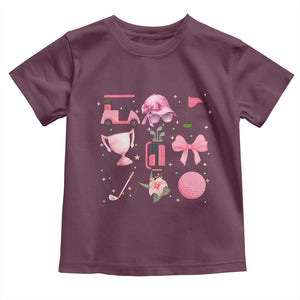 Womens Golf Lover Toddler T Shirt Cute Pink Bow Golf Sports Gift TS12 Maroon Print Your Wear