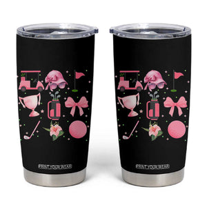 Womens Golf Lover Tumbler Cup Cute Pink Bow Golf Sports Gift TS12 Black Print Your Wear