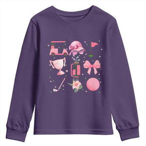 Womens Golf Lover Youth Sweatshirt Cute Pink Bow Golf Sports Gift TS12 Purple Print Your Wear