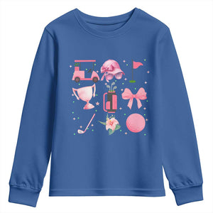 Womens Golf Lover Youth Sweatshirt Cute Pink Bow Golf Sports Gift TS12 Royal Blue Print Your Wear