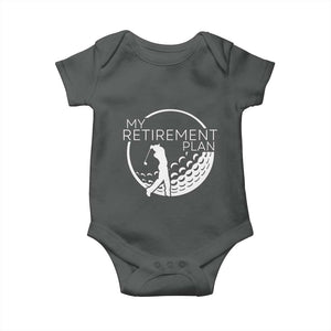Funny Retirement Golf Baby Onesie Saying Golfing Gift TS12 Dark Heather Print Your Wear