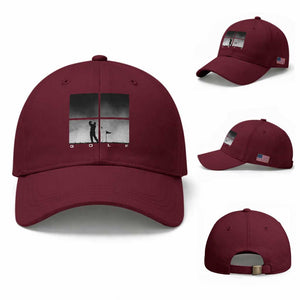 Gift For Sports Lover Baseball Cap Retro Golf Silhouette Art TS12 Baseball Cap Universal Fit Maroon Print Your Wear