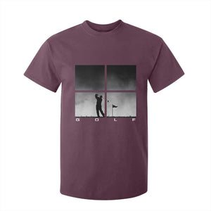 Gift For Sports Lover T Shirt For Kid Retro Golf Silhouette Art TS12 Maroon Print Your Wear
