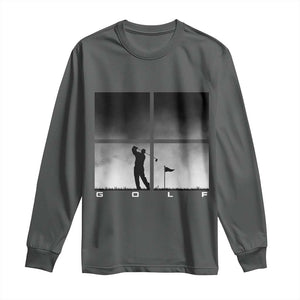 Gift For Sports Lover Long Sleeve Shirt Retro Golf Silhouette Art TS12 Dark Heather Print Your Wear
