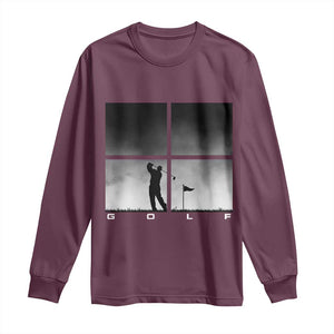 Gift For Sports Lover Long Sleeve Shirt Retro Golf Silhouette Art TS12 Maroon Print Your Wear