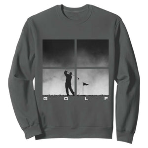Gift For Sports Lover Sweatshirt Retro Golf Silhouette Art TS12 Dark Heather Print Your Wear