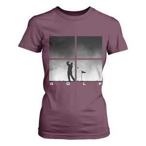 Gift For Sports Lover T Shirt For Women Retro Golf Silhouette Art TS12 Maroon Print Your Wear