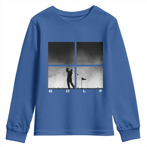 Gift For Sports Lover Youth Sweatshirt Retro Golf Silhouette Art TS12 Royal Blue Print Your Wear