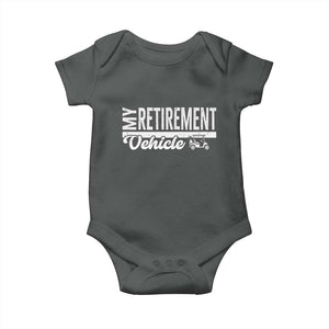 My Retirement Vehicle Golf Cart Baby Onesie Funny Retired Plan TS12 Dark Heather Print Your Wear