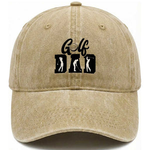 Golf Dad Washed Cotton Baseball Cap Gift For Sport Lover TS12 Washed Cap Universal Fit Khaki Print Your Wear
