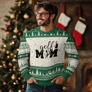 Proud Golf Mom Lifestyle Ugly Christmas Sweater Sports Gift Idea TS12 Beige Green Print Your Wear