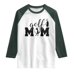 Proud Golf Mom Lifestyle Raglan Shirt Sports Gift Idea TS12 White Dark Forest Green Print Your Wear